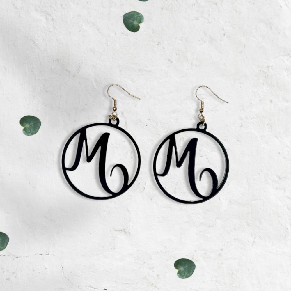 Monogram Letter M Dangling Earrings